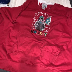 red Sweatshirt  Christmas Womens 5x. Embroidered Holiday - Picture 1 of 5