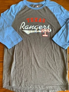 Texas Rangers Shirt Mens Large Blue MLB Baseball Raglan 3/4 Sleeve Graphic Print - Picture 1 of 4