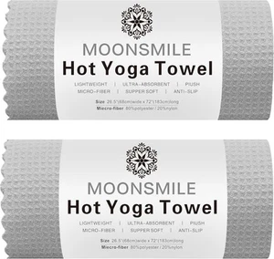 MOONSMILE 2 Pack Hot Yoga Towels - Non 72.00&quot; x 26.50&quot;, Gray-2pack  - Picture 1 of 7