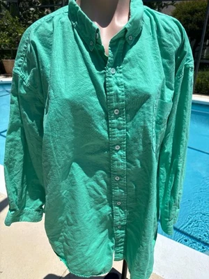 FRESH PRODUCE 霓虹绿色棉牛津纽扣衬衫,尺寸 3X — 第 1/4 张图片