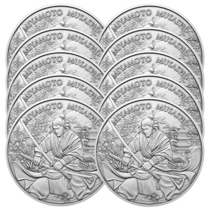 Lot of 10 - 1 Troy oz Miyamoto Musashi Design .999 Fine Silver Round - Picture 1 of 3