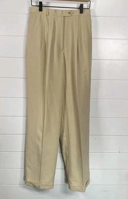 Talbots Pants Womens 6 Beige 100% Silk Dress Trouser High Rise Pleated Lined New - Image 1 of 4