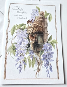 Tarjeta de Pascua vintage para hija y su esposo Marjolein Bastin pájaro flores - Imagen 1 de 3