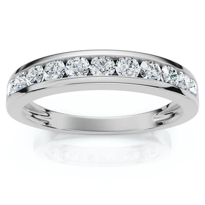 Anillo de boda de diamantes de 1/2 quilate conjunto de canales cultivado en laboratorio EF/VS Foto 1 de 4