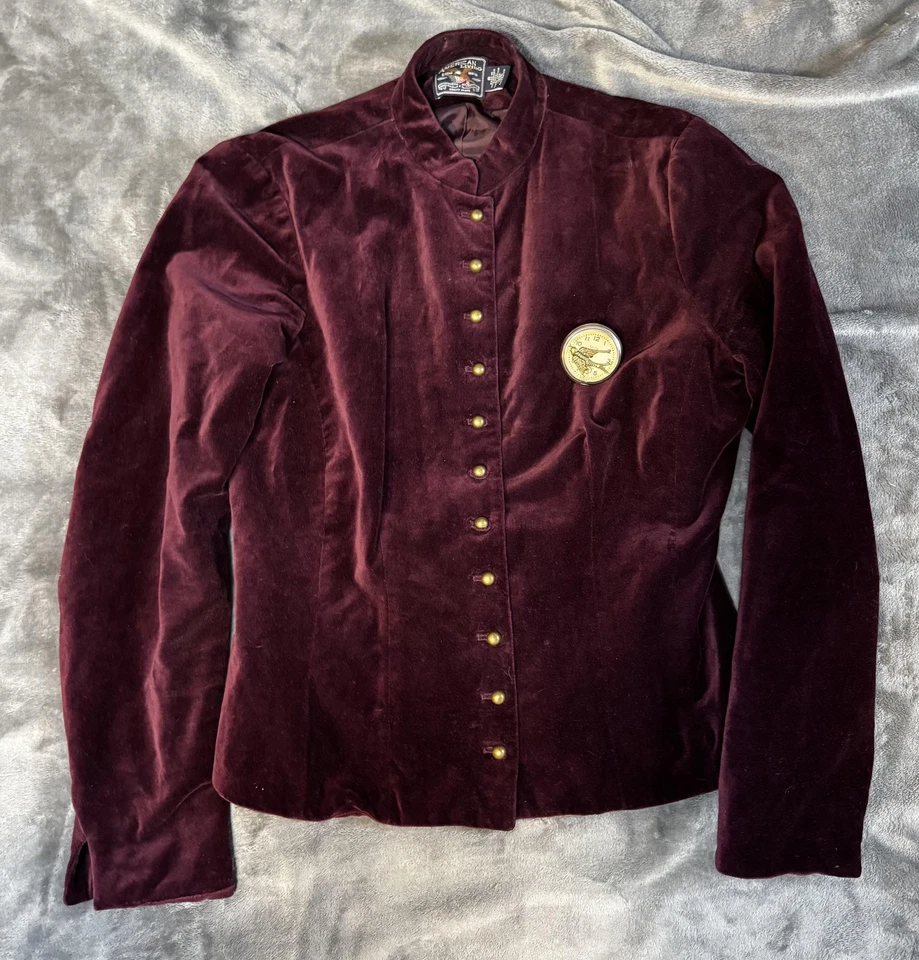 Blazer American Living Jacket Mujer 8 Terciopelo Borgoña Steampunk Peplum Foto 1 de 4