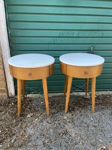 West Elm Penelope Marble Top Bedside Table x2 - Small (RRP £499 each) - Picture 1 of 3