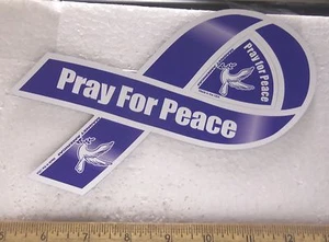 Pray For Peace Blue Magnetic Ribbon - Picture 1 of 5