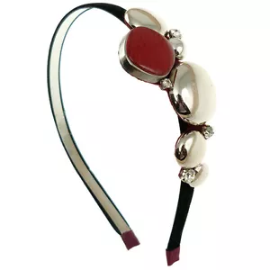 Serre-tête ruban pin up rétro Serre-Tête cabochon argenté pastille rouge strass - Bild 1 von 2