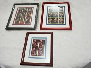 (3) Jerry Garcia Framed 22 Postage Stamps 1996/98 Montserrat/Mongolia w/COA - Picture 1 of 8