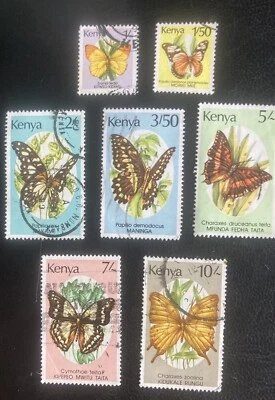 Kenya: Set of 7 "Butterflies", issued 1988-90 used. Lot#03-081301 - Image 1 of 3