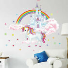 Kids Girls Unicorn Castle Wall Sticker Decals Removable Home Bedroom Decorations