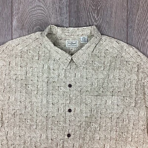 L.L. Bean Button Up Hemd Herren XL Tall Kurzarm Braun Aztekenmuster Hemd - Bild 1 von 5