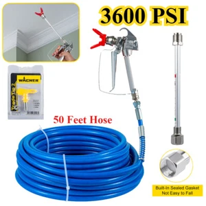 Airless Paint Spray Hose Kit 50ft 1/4in Swivel Joint 3600psi with 517 Tip Stock - Picture 1 of 12
