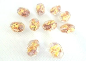 Puffed Murano Lampwork Glass Beads Gold Foil, Bronze , Copper Quantity 10 - Picture 1 of 2