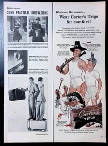 Print Ad 1950's Carter Trigs Father Son Underwear Hunting Thanksgiving Turkey - Imagen 1 de 1