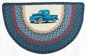 Blue Old Truck Braided Jute Slice Rug 18"x29", Farmhouse, Country, New - Picture 1 of 1