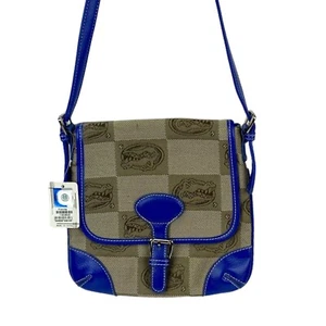 Florida Gators Crossbody Shoulder Bag By Sandol Blue and Tan 9" x 2" x 9" - Picture 1 of 12