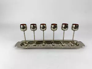 Set Likörgläser Metall Metallwarenfabrik Union Quedlingburg Becher Antik Schnaps - Bild 1 von 12