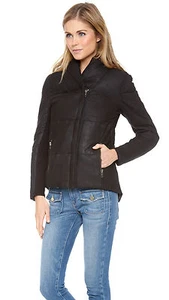 Neu mit Etikett Muubaa Eylmere Leder gesteppte wattierte Jacke Nubuk gefütterter Mantel * US 8/ UK 12 - Bild 1 von 12