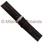 22mm Gilden Dark Brown Matte Alligator Grain Stitched Genuine Leather Watch Band
