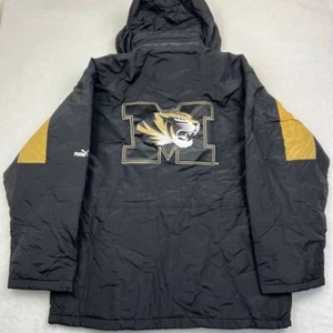 Vintage University of Missouri Tigers Puffer Jacket Large Puma Removable Hoodie - Picture 1 of 9