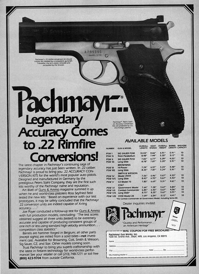 1984 Pachmayr PSW IV Pistol Original Print Ad - Image 1 of 1