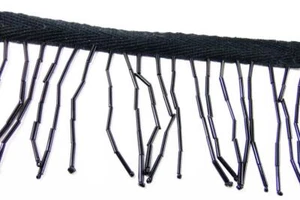 Flecos con cuentas corte de vidrio negro cuentas en cinta de sarga cinta para coser lámpara de baile - Imagen 1 de 3