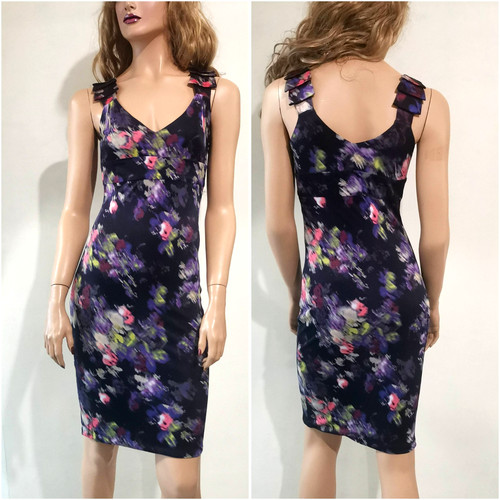 AUTENTICO ABITO VINTAGE GIANNI VERSACE astratto in jersey stampato floreale IT 40