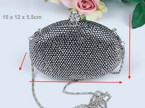 Pochette Blingustyle nuovo design cristalli scintillanti sera festa grigio - Foto 1 di 8