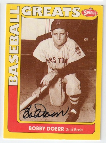 Bobby Doerr Signed 1991 Swell Baseball Greats Card - Autograph Auto Bob ...