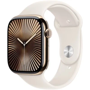 Apple Watch Series 10 42mm(GPS+Cellular)Titan Gold M/L Starlight Band-Excellent - Photo 1 sur 3