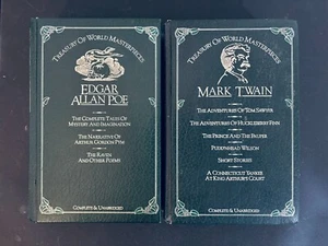 Treasury of World Masterpieces Book Lot Edgar Allen Poe & Mark Twain 1980's - Foto 1 di 5