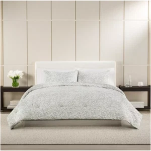 Simply Vera Vera Wang Gray Floral Impressions 3 Piece Comforter Set Full / Queen - Picture 1 of 6