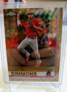 2019 Topps Chrome Gold Refractor Andrelton Simmons /50 Cubs Angels Braves - Bild 1 von 2