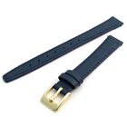 Blue Smooth Stitched Ladies' Leather XL Watch Strap 10mm Gold Buckle C095