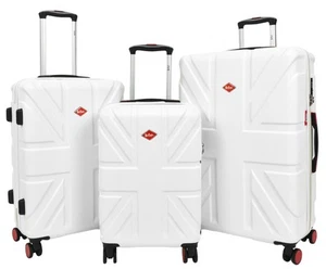 Union Jack Suitcases Hard Shell 4 Wheel Luggage TSA Lock Travel Bags White - Picture 1 of 20