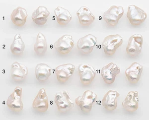 17-20mm White Baroque Pearl Matching Pair, High Luster Freshwater Pearls for Ea - Picture 1 of 45