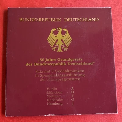 10 DM BRD 1999 PP / 50 J Basic Law BRD / SILVER / A-J KM#196 - Image 1 of 3