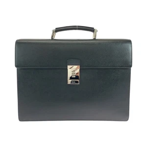 Borsa a mano PRADA Safiano logo business nero argento pelle hardware - Foto 1 di 10