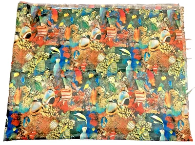 Tela acuática para peces Ocean Sea Life 45" ancho x 55" largo novedad 1,5 yardas Foto 1 de 2