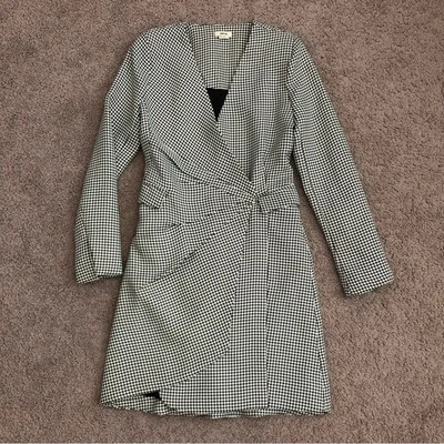 Vestido Jason Wu Talla S Pata de Gallo Drapeado Blazer Envolvente Foto 1 de 4