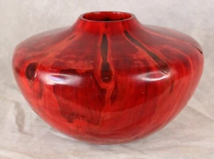 Larry Hasiak Turned Wood Vase Dyed Norfolk Island Pine Flame Orange Hand Crafted - Picture 1 of 14