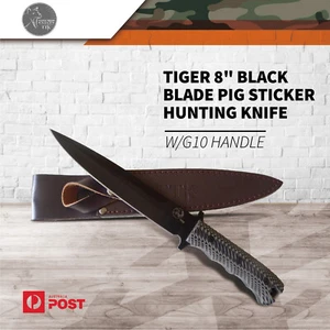 Tassie Tiger 8" Black Blade Pig Sticker Hunting Knife Black Blade #ttkbp8 - Picture 1 of 3