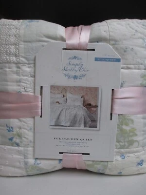 New Simply Shabby Chic British Rose Blue Patchwork Ruffle Quilt - Full/Queen - Image 1 of 4