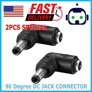 2X DC Power Plug Male Female Jack 90 Degree Connector 2.1 X 5.5mm Adapter CCTV - Picture 1 of 7
