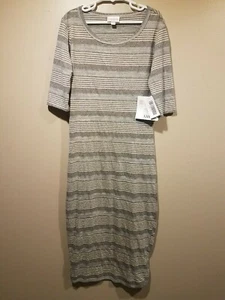 Lularoe Julia Dress XXS New with Tags gray with lines - Picture 1 of 3