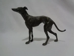 Perro de plomo galgo pintado de frío antiguo de Alemania - Imagen 1 de 11