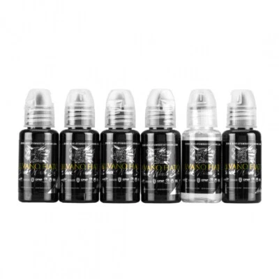 Tinta de tatuaje mundialmente famosa Silvano Fiato juego de lavado negro 1 oz juego en caja kit 6 botellas Foto 1 de 2