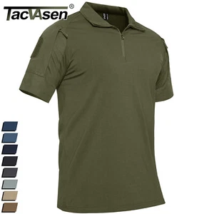 Men's Tactical Shirts Short Sleeve 1/4 Zip Outdoor Training T-Shirt Quick Dry T - Picture 1 of 65