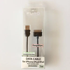 USB Daten- und Ladekabel für Apple 30-Pin iPhone iPad 1m schwarz PURO CAPPLE1BLK - Picture 1 of 1